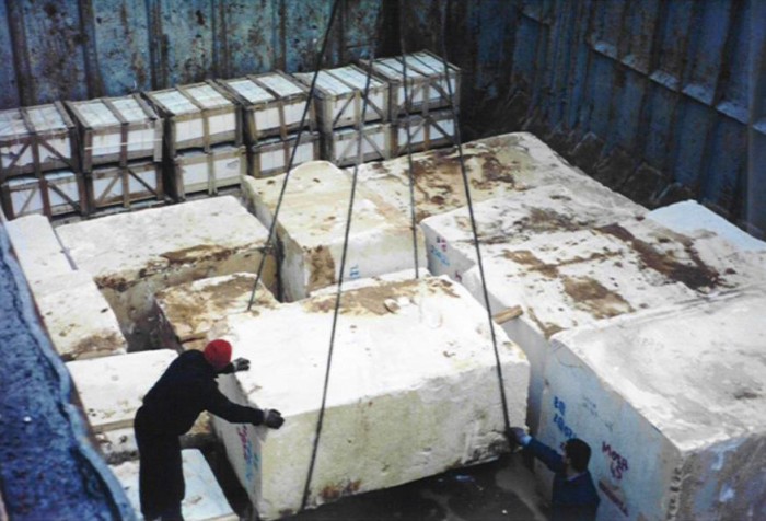 Bulk shipment of marble blocks