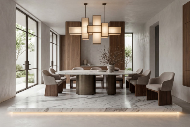 Statuario Greco Dining Stage Application