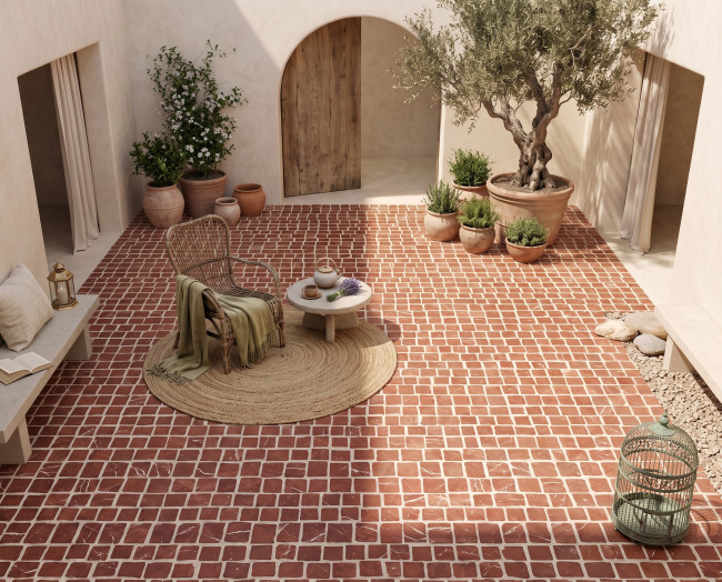 ROSSO IMPERIALE Countryard Palladiana Application