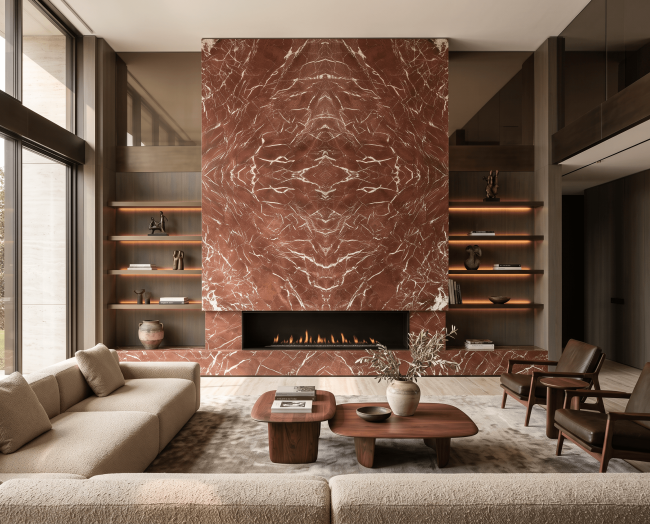 ROSSO IMPERIALE Grand Fireplace Application